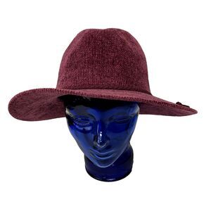 Womens Hat Fedora One Size Pink Chenille Knit Soft Texture Fashion Wide Floppy